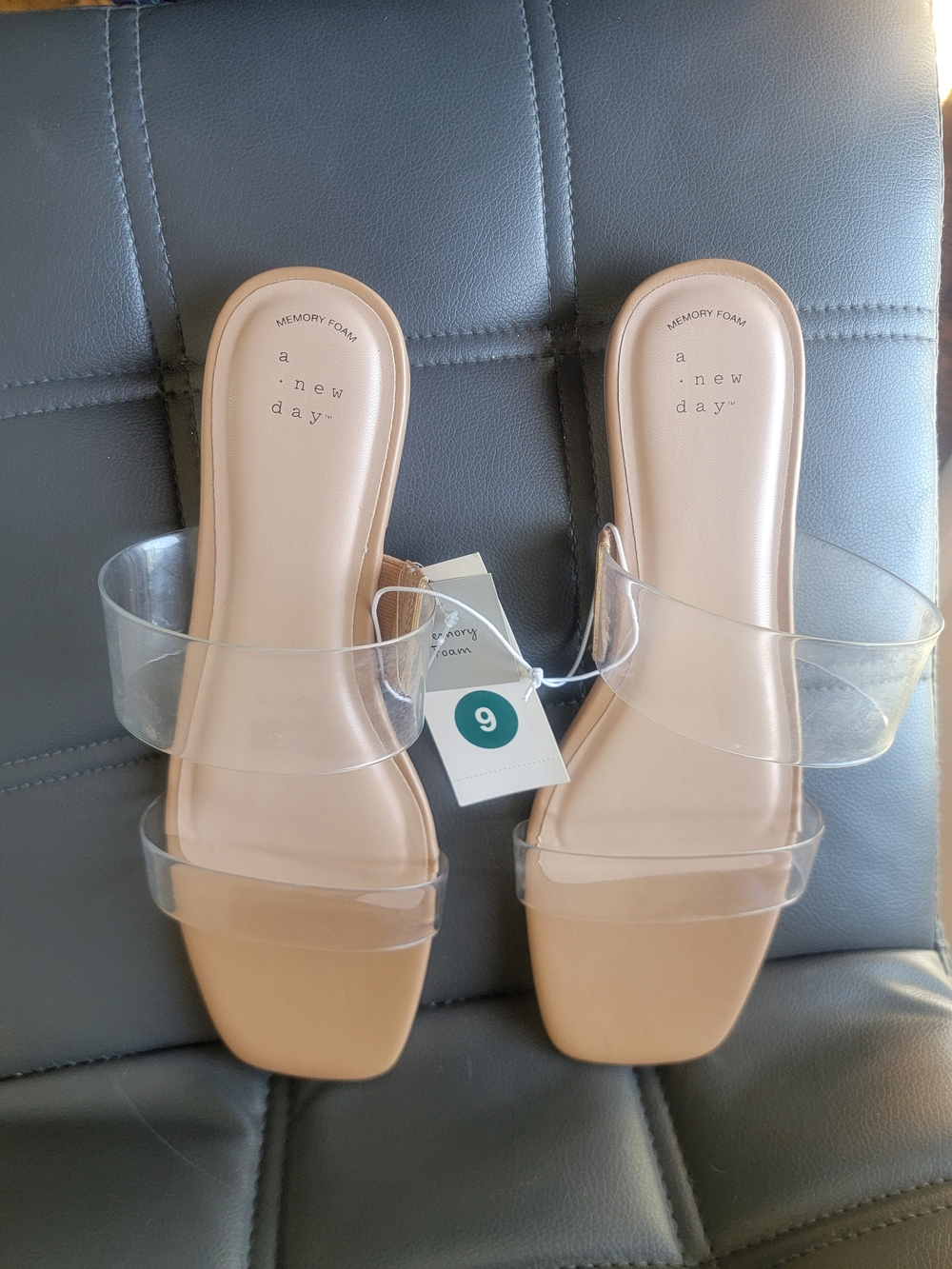 Women’s Anna Sandals with Memory Foam Insole - A New Day Clear SZ 9